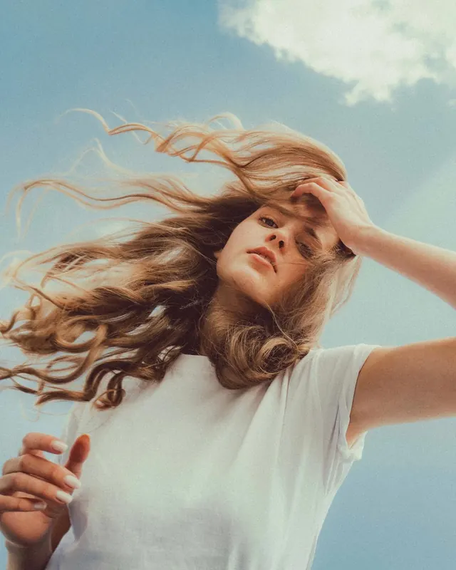 Woman with Wind-Swept Hair