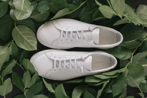 Sneaker product photography with foliage