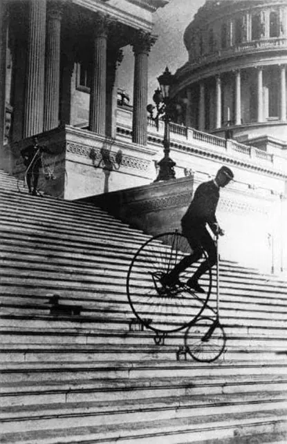 Cyclist on Monumental Steps