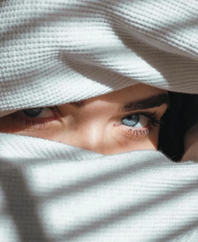 Close-up Portrait with Fabric Shadows