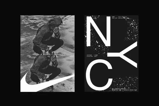 Nike Running campaign visual with monochrome composition, monochrome, dark-mode, monochrome