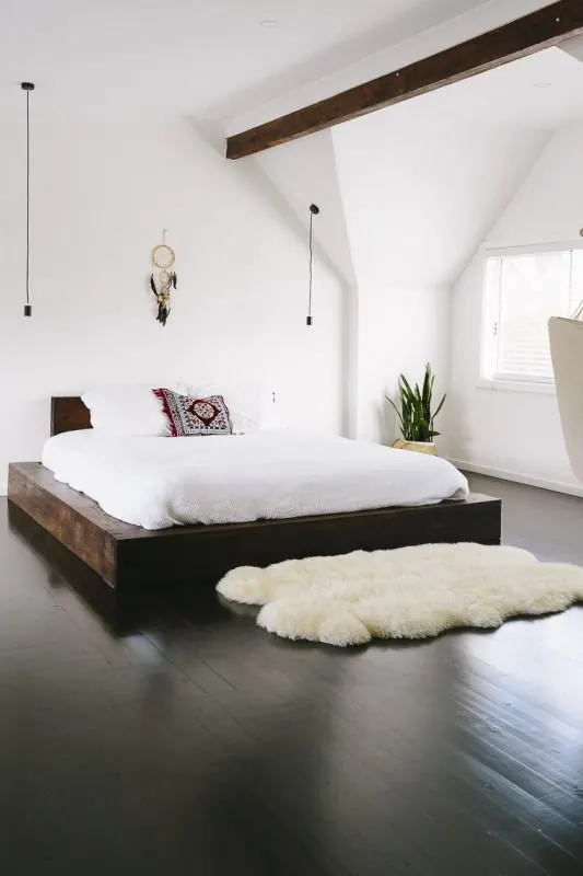 Minimalist bedroom interior, minimal, light-mode, light
