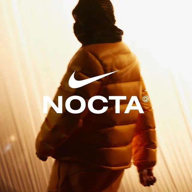 Nike NOCTA puffer jacket product campaign photography, photographic, bold, warm