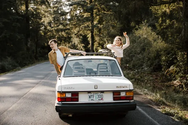 Vintage Volvo road trip photography, photographic, warm, warm