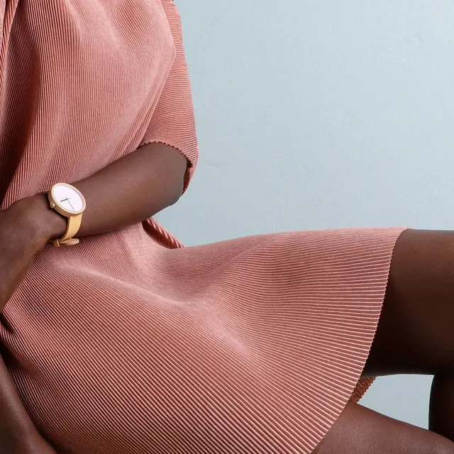 Rose Pink Ribbed Dress and Watch
