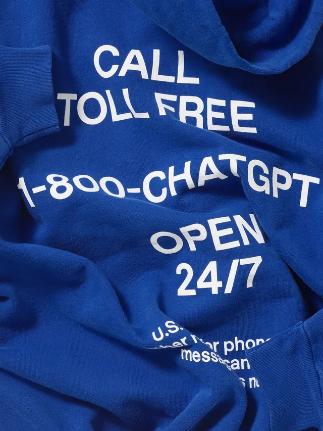 ChatGPT toll-free hoodie, minimal, corporate-clean, vibrant