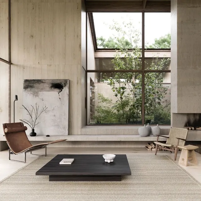 Minimalist living room interior, minimal, organic, light