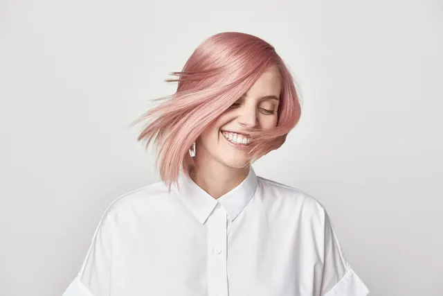 Portrait of a Woman with Pink Hair