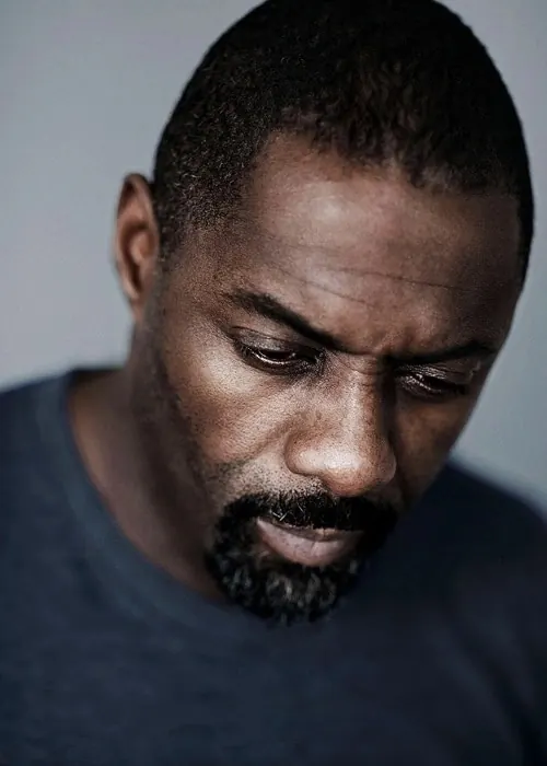 Idris Elba close portrait, photographic, editorial, muted