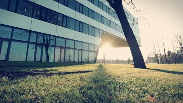Modern Office Building at Sunset