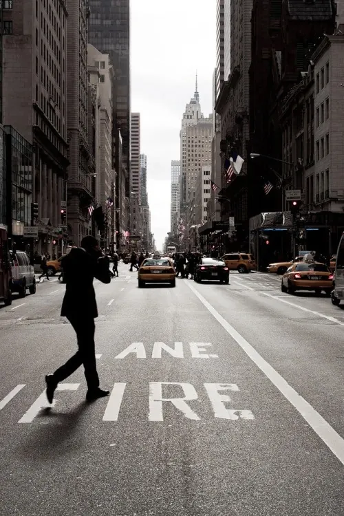 Urban Street Scene with Typography Overlay