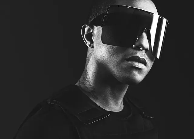 Monochrome Portrait with Futuristic Eyewear