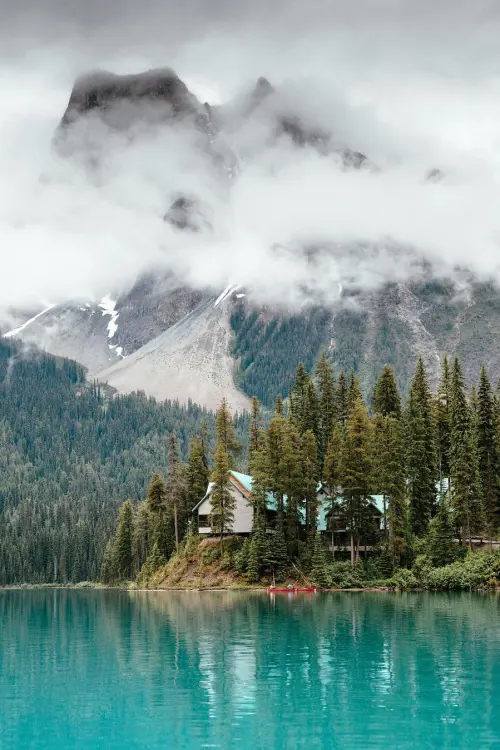 Mountain Lake Cabin Landscape