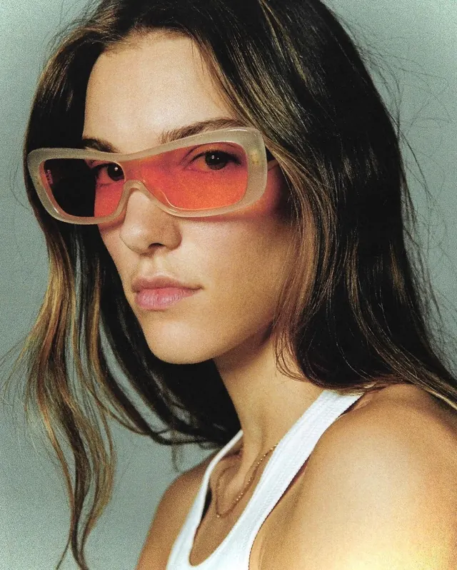Model with Red Tinted Sunglasses