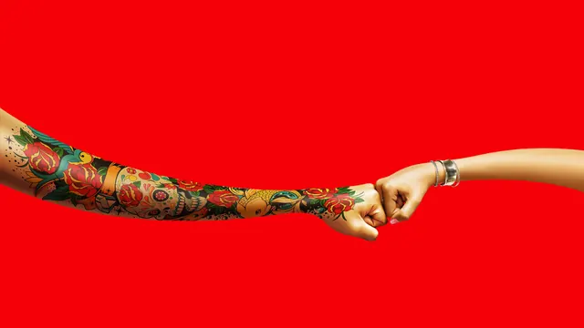 Henna Artistry on Red Background