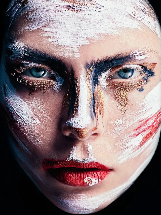 Abstract Face Portrait with Textured Paint