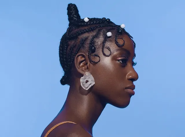 Profile of a Woman with Braided Hair and Jewelry