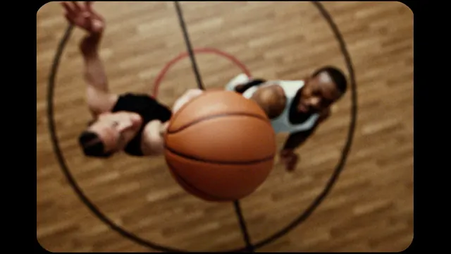 Basketball court composition, photographic, geometric, warm