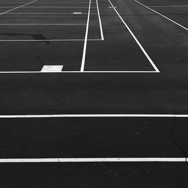 Parking lot markings geometric abstract black and white, photographic, geometric, dark