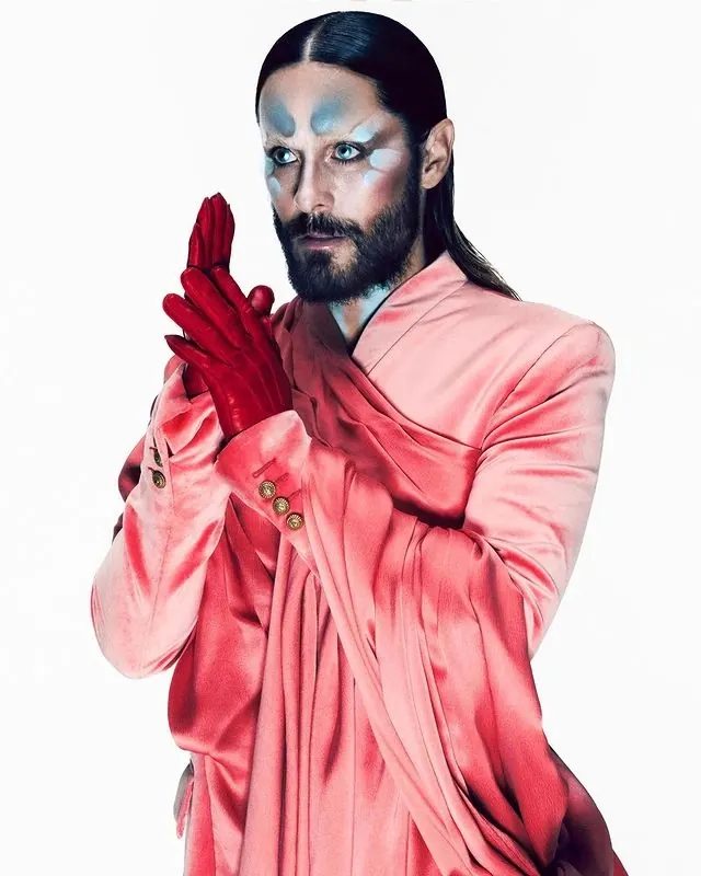 Fashion editorial portrait with geometric makeup, editorial, geometric, vibrant