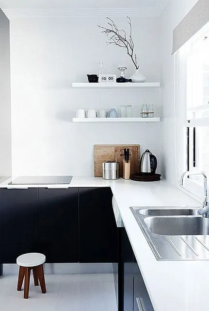 Black kitchen countertop design, minimal, corporate-clean, dark