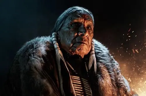 Sci-fi character portrait with practical lighting, dark-mode, photographic, dark