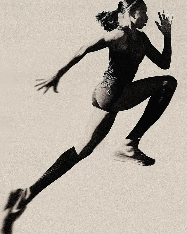 Athlete in motion silhouette photograph, photographic, monochrome, monochrome