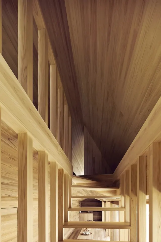 Minimalist wooden interior architecture, minimalist, photographic, warm