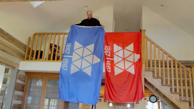 Twin fabric flags with geometric pattern, geometric, bold, vibrant