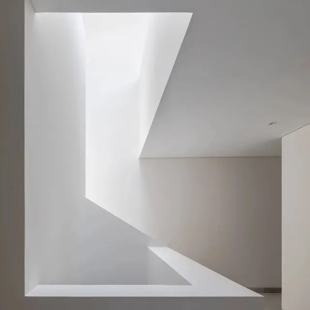 Minimalist monochrome geometric interior, minimal, photographic, monochrome