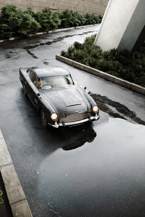 Classic Car on Wet Street