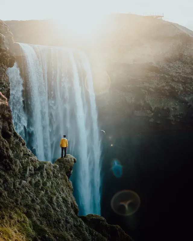 Waterfall Landscape with Figure