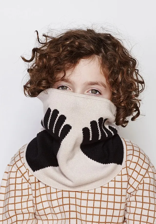 Child Portrait with Chunky Knit Accessories, photographic, warm, warm