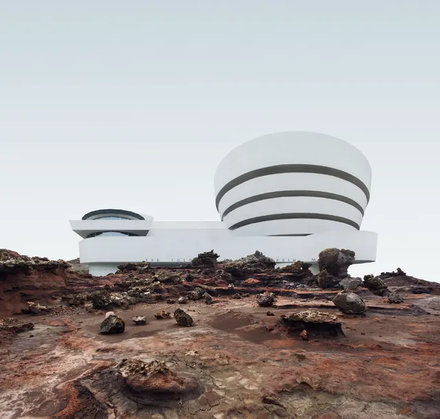 Guggenheim Museum desert landscape architectural, photographic, architectural, cool