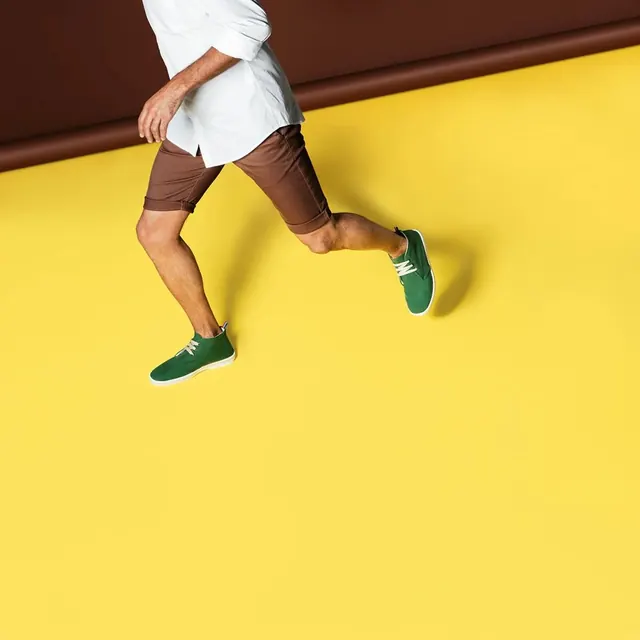 Activewear color story with yellow, brown, and green, photographic, lifestyle, warm