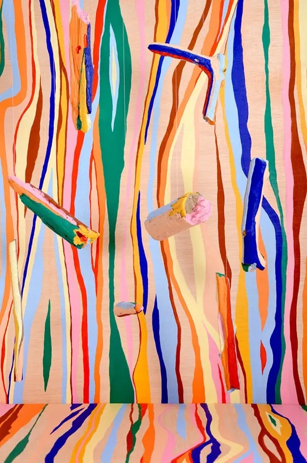 Maximalist striped paint brushstroke design, artistic, maximalist, vibrant