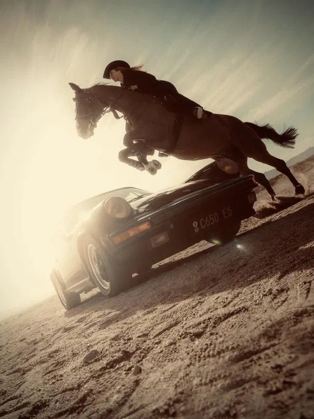 Motorcycle Rider in Sand Dune