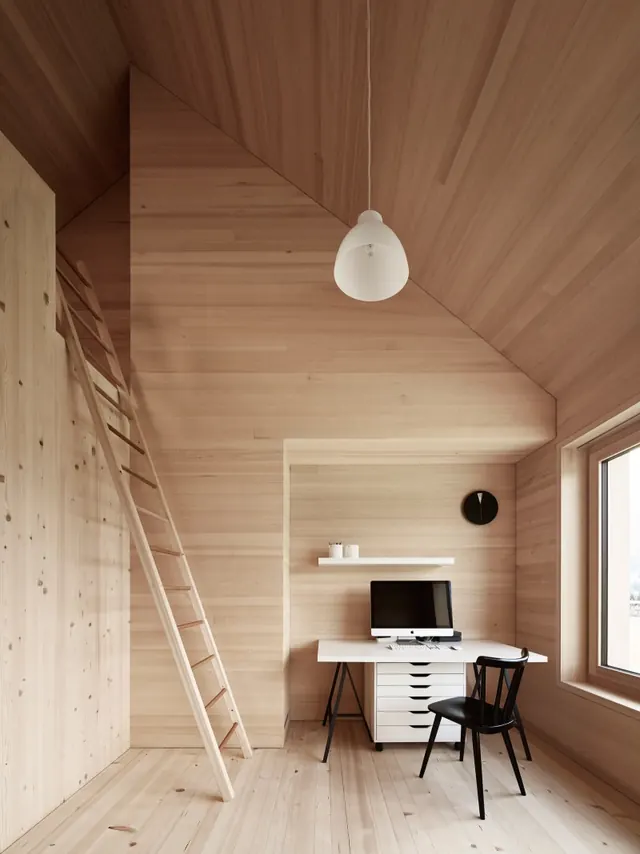 Minimalist Wood Interior with Workspace