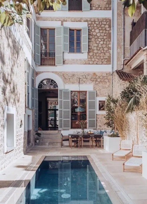Mediterranean Courtyard with Pool