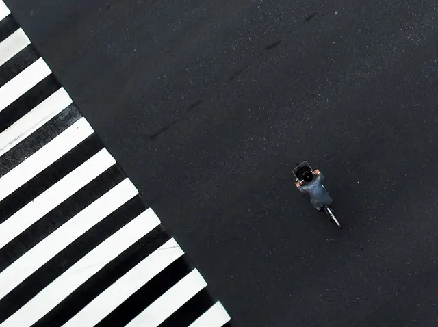Aerial View of Pedestrian Crossing
