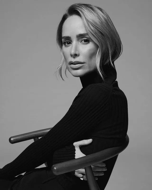 Monochrome Portrait of Woman in Ribbed Knit