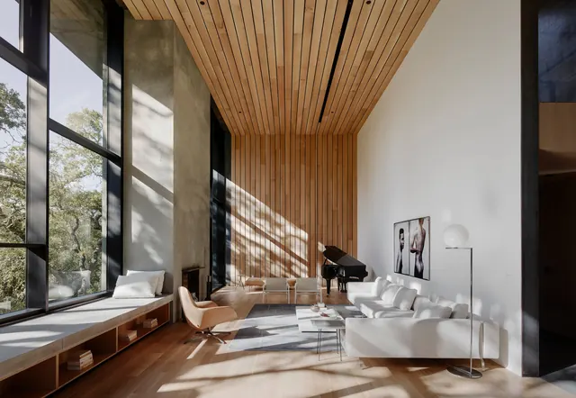 Modern Interior Architecture with Wood Slat Ceiling