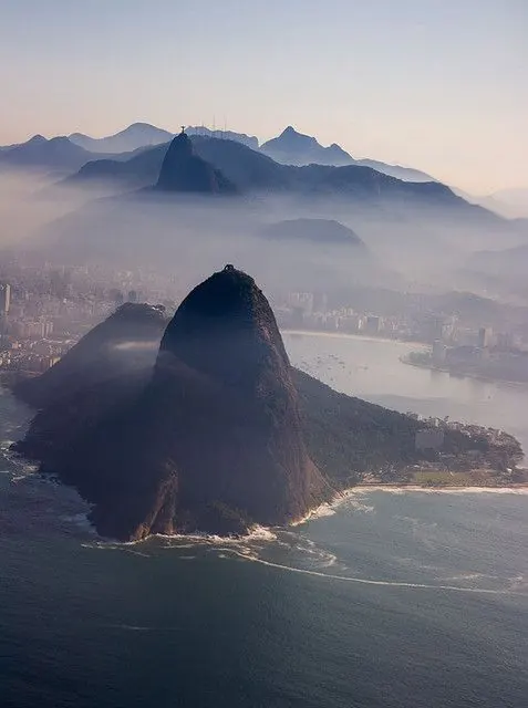 Aerial Coastal Mountain Landscape