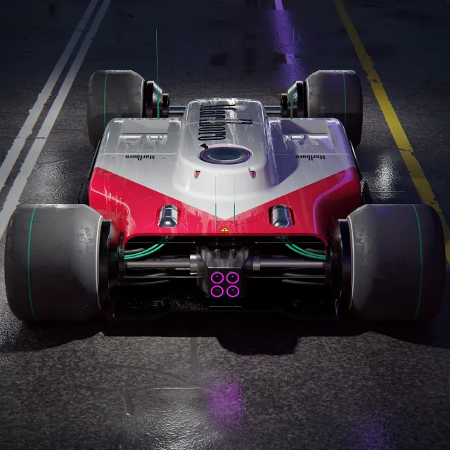 Formula 1 Racing Car Night Shot