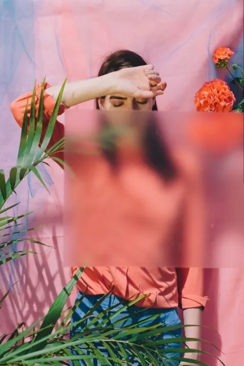 Blurred Portrait with Tropical Foliage
