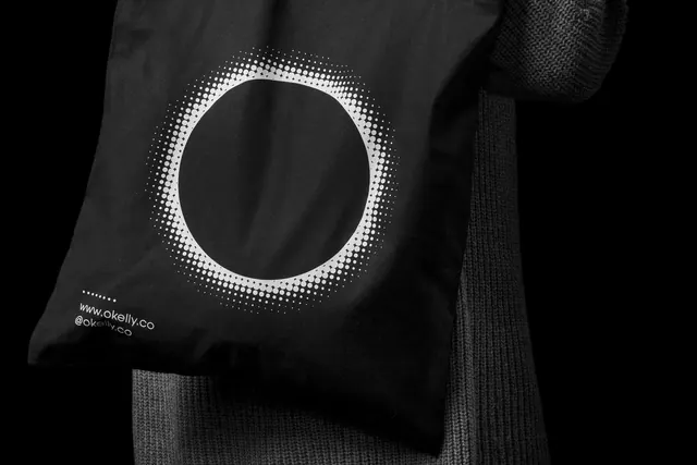 Circular Graphic on Black Fabric