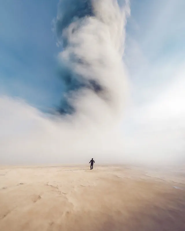 Lone Figure in Sandstorm