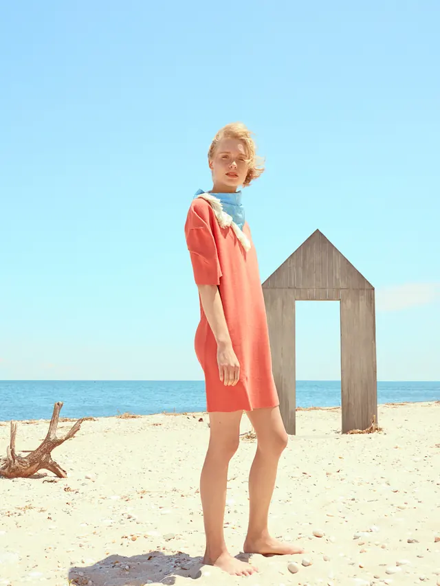 Beach Portrait with Architectural Element
