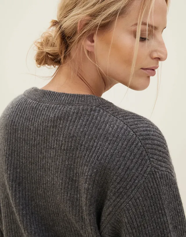 Ribbed Gray Knit Sweater Closeup, minimal, photographic, muted