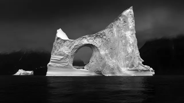 Minimalist ice structure landscape, photographic, minimalist, monochrome